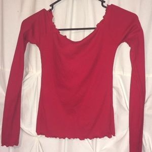 red off the shoulder top